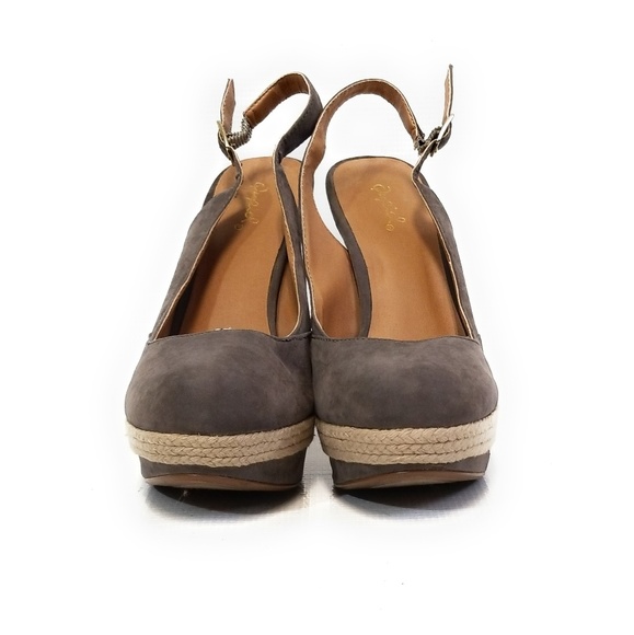 QUPID Women Dark Taupe Gray Platform Pumps Size 8 - Picture 6 of 8